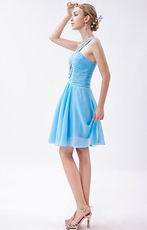 Girls Best Choose V-Neck Sky Blue Graduation Dress