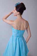 Unique High Low Skirt Aqua Blue Chiffon Prom Dress Cheap Price