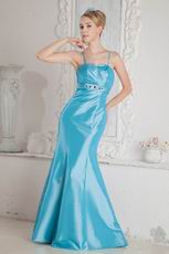 Fashion Spaghetti Straps Mermaid Aqua Blue Taffeta Prom Dresses