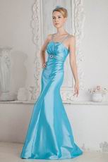 Fashion Spaghetti Straps Mermaid Aqua Blue Taffeta Prom Dresses