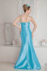 Fashion Spaghetti Straps Mermaid Aqua Blue Taffeta Prom Dresses