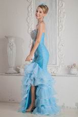 Luxurious Crystals Corset Mermaid Aqua Evening Dress