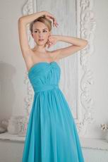 Cheap Sweetheart Cirss Cross A-line Skirt Blue Chiffon Prom Dress