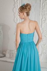 Cheap Sweetheart Cirss Cross A-line Skirt Blue Chiffon Prom Dress