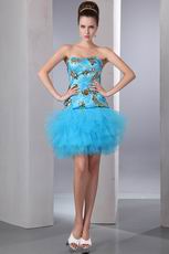 Sweetheart Sequin Layers Mini Doger Blue Dress For Cocktail