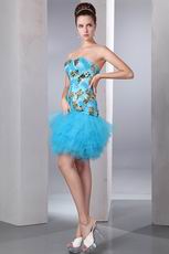 Sweetheart Sequin Layers Mini Doger Blue Dress For Cocktail