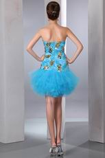 Sweetheart Sequin Layers Mini Doger Blue Dress For Cocktail