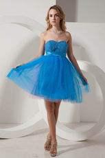 Sweetheart Knee Length Dodger Blue Prom Dress With Beading