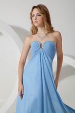 Sweetheart Floor Length Baby Blue Chiffon Prom Dress Shop