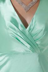 Light Green V Neck Knee Length Graduation Dress Discount