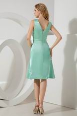 Light Green V Neck Knee Length Graduation Dress Discount