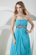 Cheap Strapless Front Split Aqua Evening Dress 2014