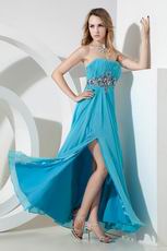 Cheap Strapless Front Split Aqua Evening Dress 2014