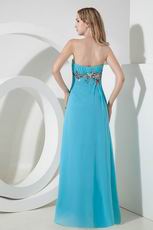 Cheap Strapless Front Split Aqua Evening Dress 2014