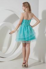 Simple Strapless Layers Turquoise Organza Graduation Dress