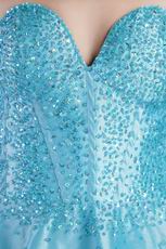 Aqua Blue Sweetheart Mini Sequined Cocktail Party Dress