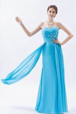 Custom Side Drapped Aqua Evening Dress In New York