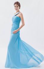 Elegant Appliqu One Shoulder Aqua Chiffon Evening Gown