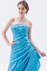 Princess Sweetheart Dodger Blue Taffeta Prom Celebrity Dress