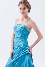 Princess Sweetheart Dodger Blue Taffeta Prom Celebrity Dress