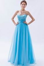 Modest Sweetheart Deep Sky Blue Evening Dress 2014