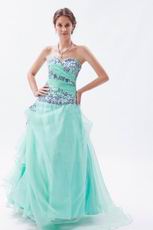 Brand New Light Cyan Celebrity Prom Dress With Embroidery