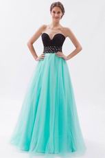 Classic Style Sweetheart Cyan Organza Evening Dress