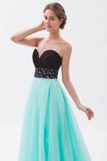 Classic Style Sweetheart Cyan Organza Evening Dress