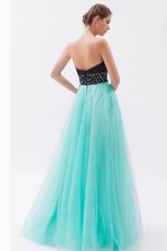 Classic Style Sweetheart Cyan Organza Evening Dress