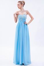 Strapless Sweetheart Floor Length Aqua Evening Dress