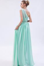 One Shoulder Column Silhouette Light Green Special Occasion Dress