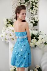 Aqua Strapless Short Tulle Sequins Cocktail Party Dress