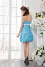 Aqua Strapless Short Tulle Sequins Cocktail Party Dress