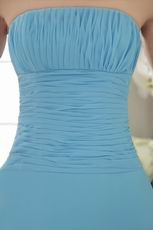 Strapless Floor-length Light Blue Chiffon Bridesmaid Dress