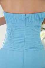 Strapless Floor-length Light Blue Chiffon Bridesmaid Dress