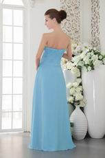 Strapless Floor-length Light Blue Chiffon Bridesmaid Dress