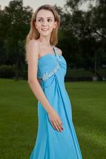 One Shouler Cross Back Aqua Chiffon Hot Sell Prom Party Dress