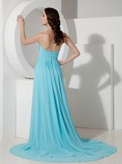 Top Designer Aqua Blue Chiffon Prom Dress Amazon Hot Sale