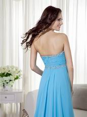 Empire Waist Best Aqua Blue Prom Dress With Side Split