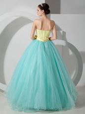 Pale Turquoise Strapless Floor Length Puffy Colorful Prom Gown