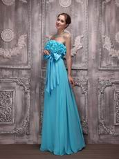 Aqua Blue Ruffles Chiffon Ebay Evening Dresses With Bowknot