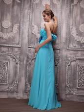 Aqua Blue Ruffles Chiffon Ebay Evening Dresses With Bowknot