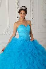 Deep Sky Blue Puffy La Quinceanera Dresses Under $250