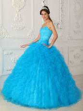 Deep Sky Blue Puffy La Quinceanera Dresses Under $250
