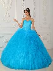 Deep Sky Blue Puffy La Quinceanera Dresses Under $250