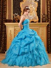 Teal Blue Floor Length Skirt Quinceanera Dress By Designer