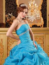 Teal Blue Floor Length Skirt Quinceanera Dress By Designer