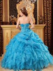 Teal Blue Floor Length Skirt Quinceanera Dress By Designer