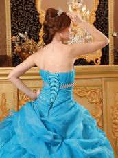 Teal Blue Floor Length Skirt Quinceanera Dress By Designer