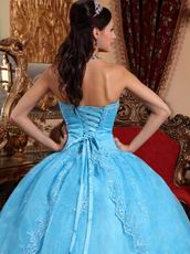 Strapless Pretty Aqua Blue Quinceanera Dress With Appliques